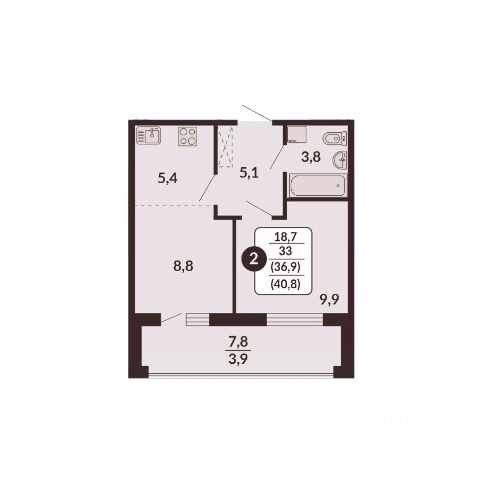 планировка квартиры 41 м2